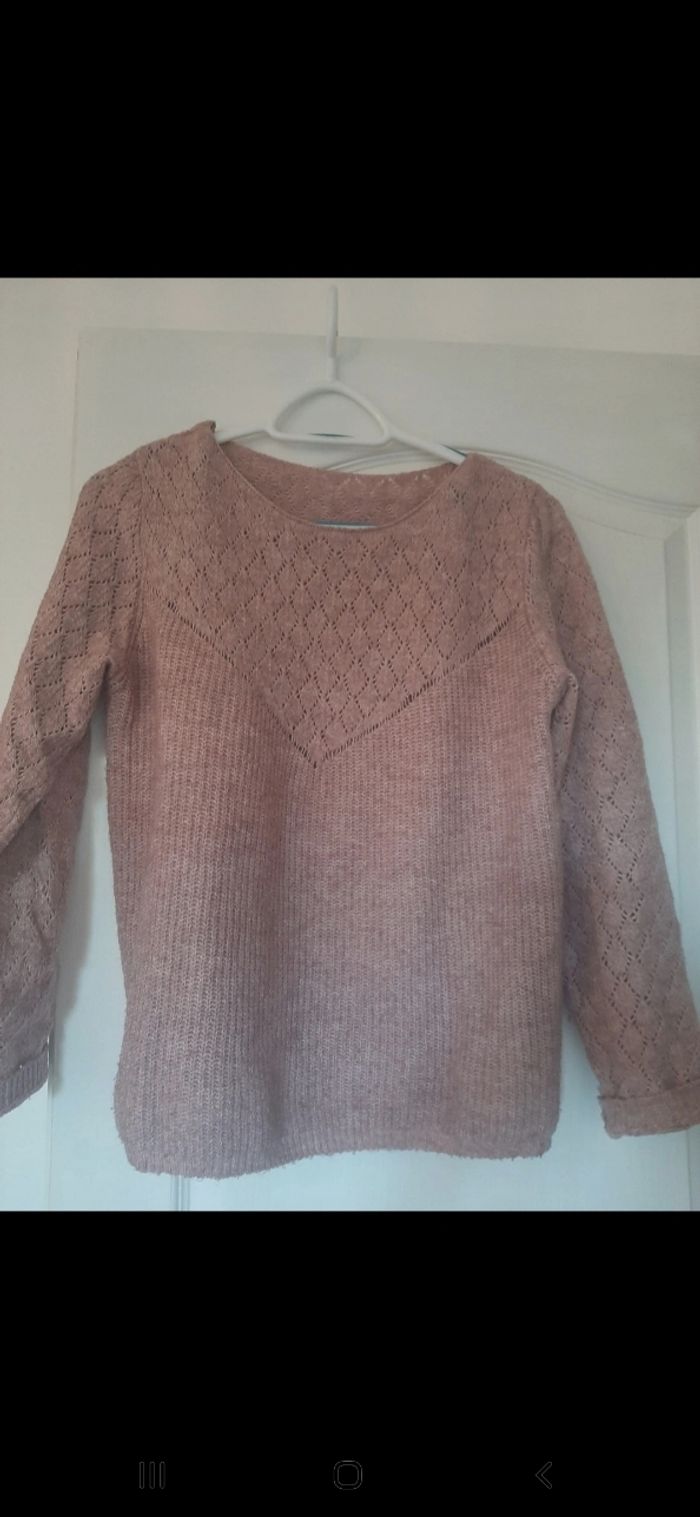 Pull ajouré vieux rose