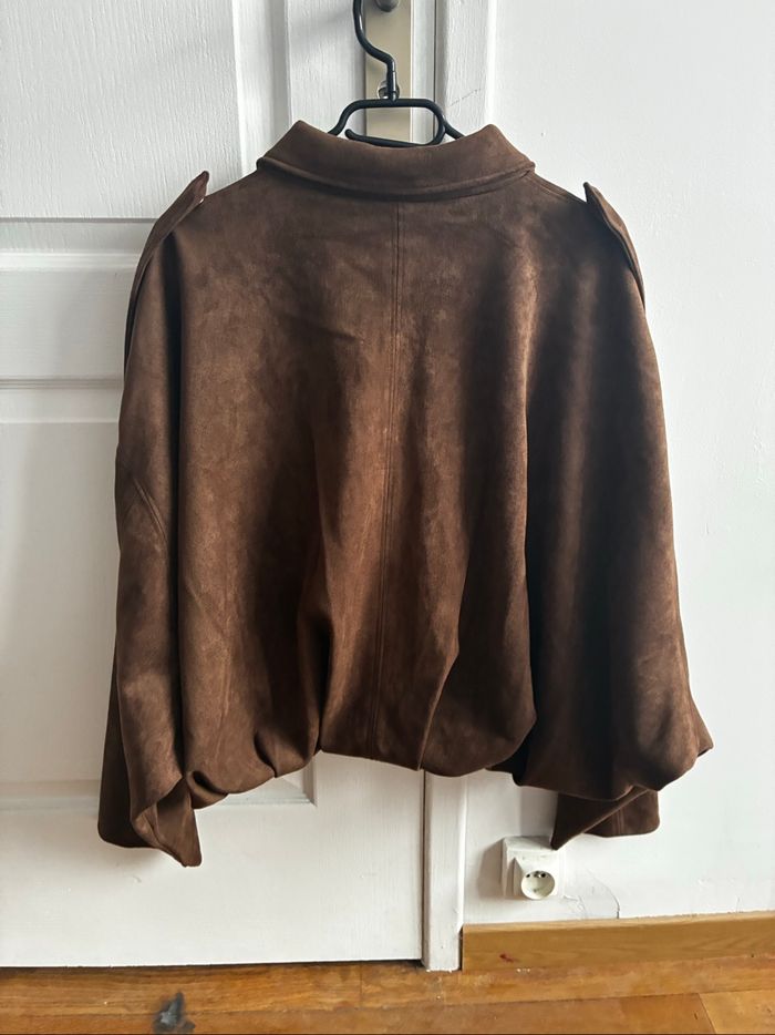 Veste Bomber effet daim Marron Foncé - photo numéro 2