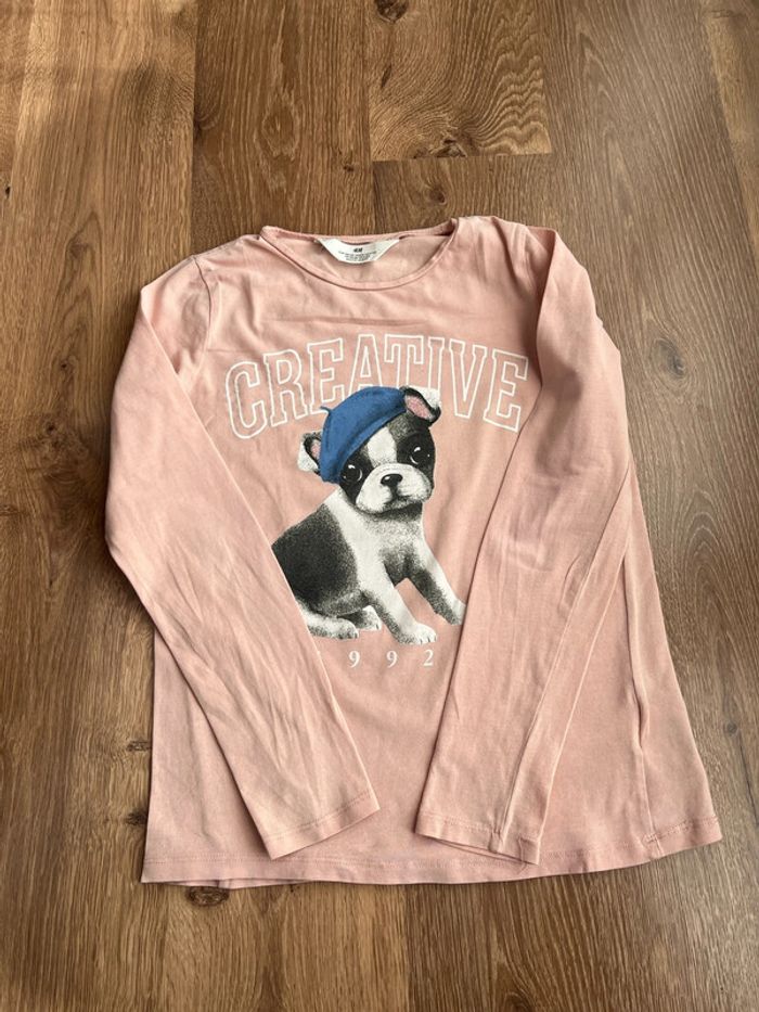 Tee shirt manches longues fille H&M 8/10 ans - photo numéro 4