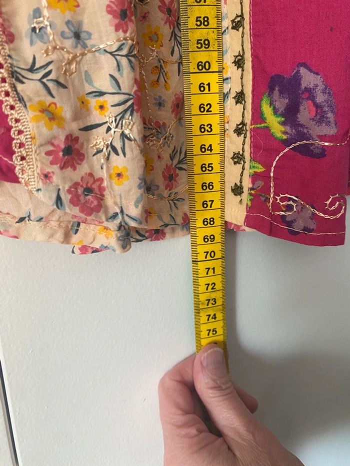 Poncho fantaisie multicolore avec fleurs et broderie - photo numéro 9