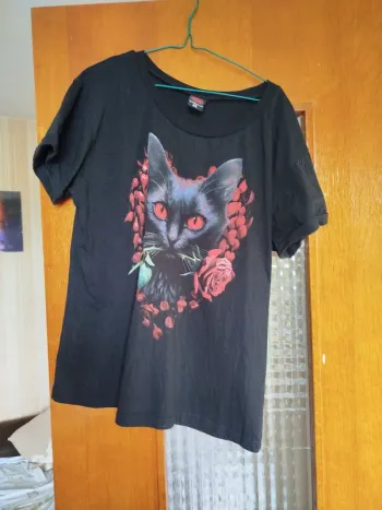 T-shirt chat et roses