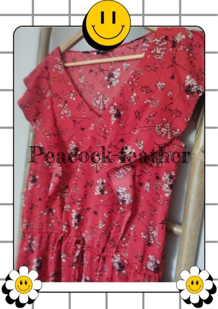 Robe rouge fleurie Kiabi 42 - photo numéro 2