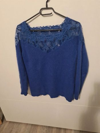 Pull laine col bateau ajouré vintage