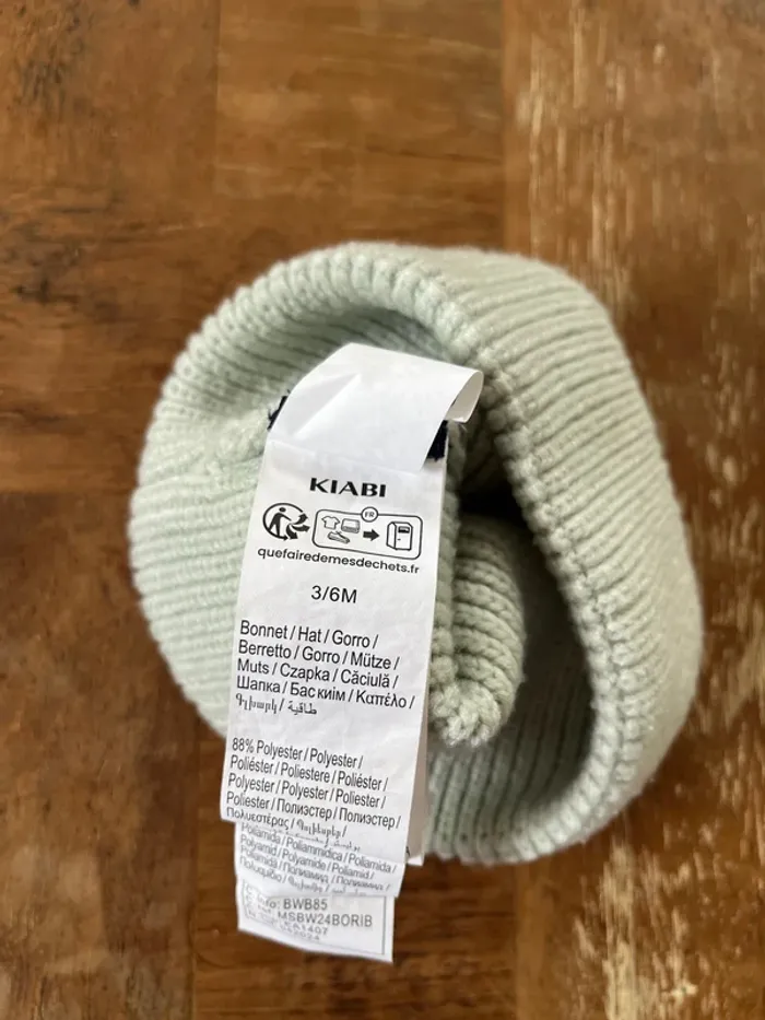 Bonnet 3/6 mois Kiabi vert - photo numéro 2