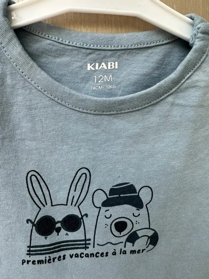 T-shirt bleu 12 mois kiabi - photo numéro 4