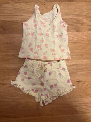 Ensemble short marcel jaune et pêche