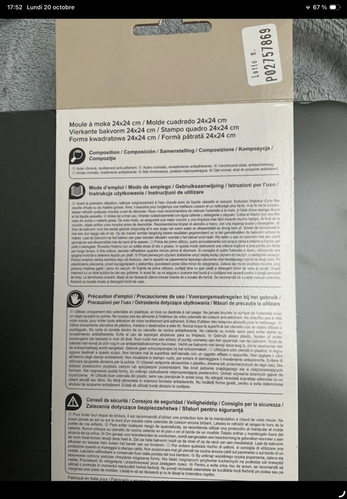 Moule à moka 24x24cm Carrefour Home gris neuf - photo numéro 3