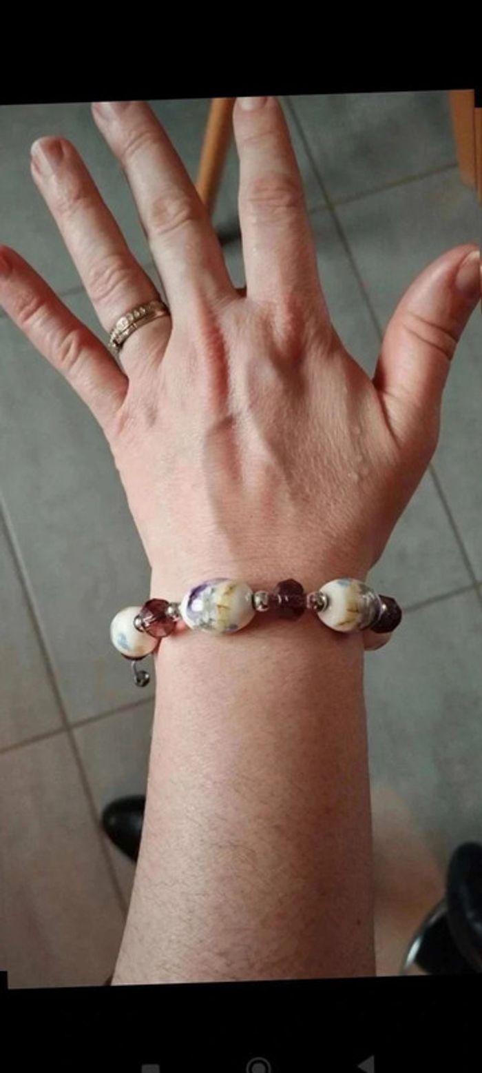Bracelet prune fleuris - photo numéro 2