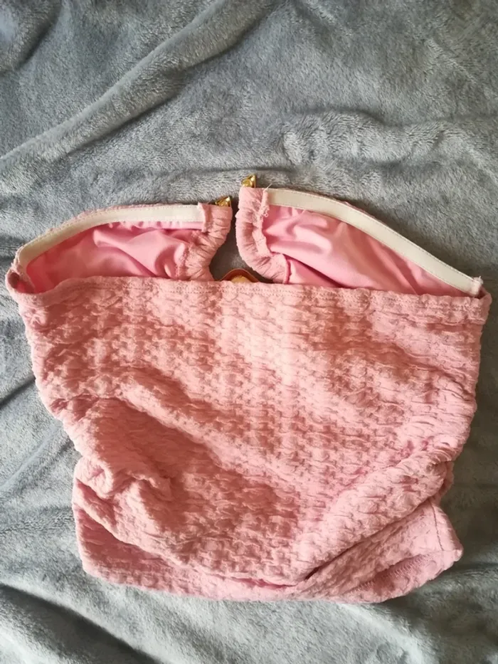 Magnifique tee-shirt bandeau, rose, neuf avec étiquette, taille XS - photo numéro 5