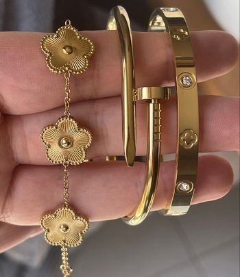 Lot bracelet jonc doré acier inoxydable 