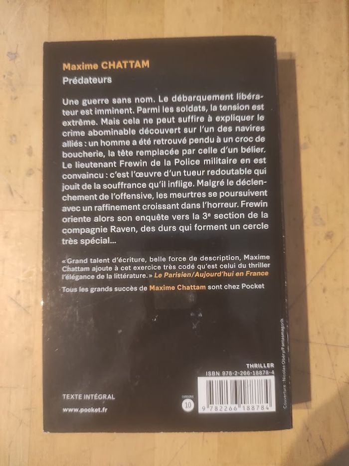 Prédateurs Maxime Chattam Pocket 2023 - photo numéro 3