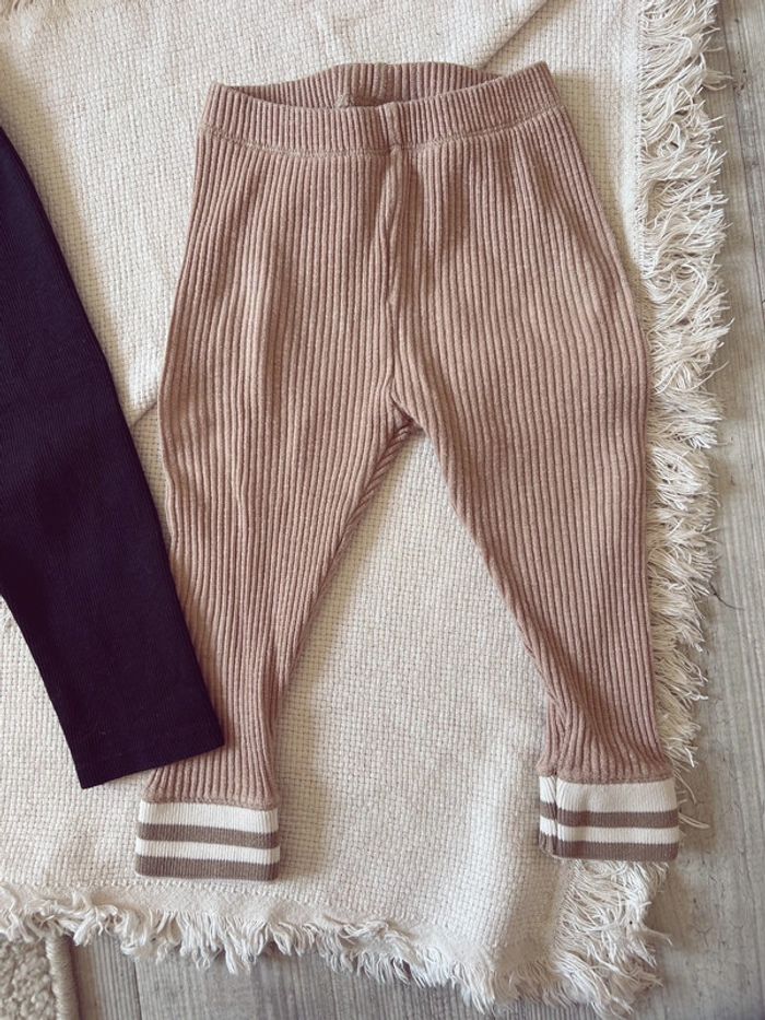 Lot de 2 legging Zara mixte 86 noir et beige - photo numéro 3