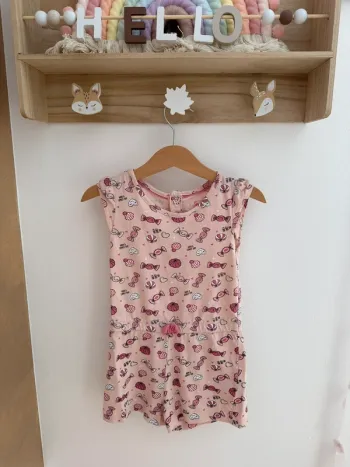 Combishort motif bonbons rose