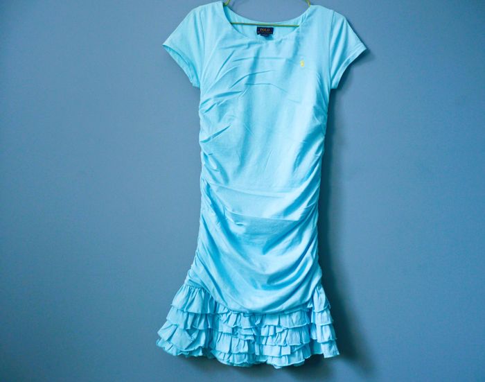 Robe Fille Polo Ralph Lauren 16 ans XL TBE bleu turquoise manches courtes