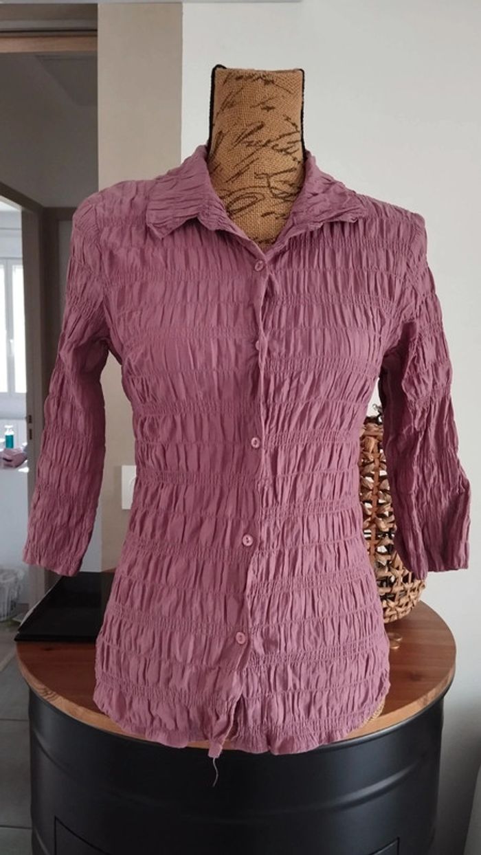 Chemise style froissée vieux rose taille 40 - photo numéro 2