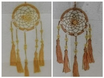 Kit pour 2 portes clé attrape rêve jaune et orange macramé 
