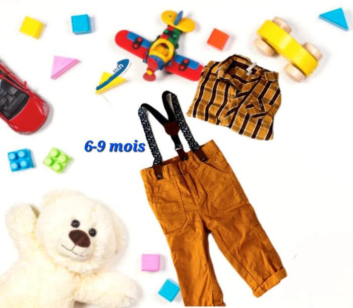 Ensemble 2 pièces chemise pantalon bretelles