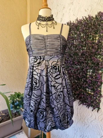 🎀 Robe de soirée grise satinée