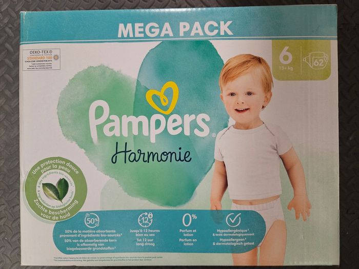 1 carton de couches pampers harmonie taille 6