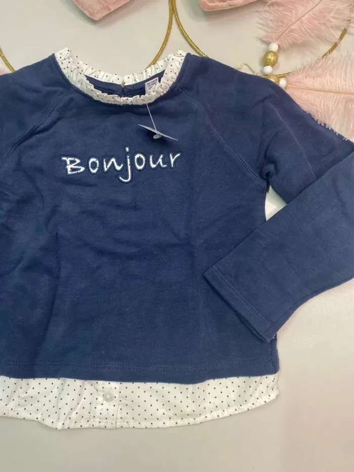 Pull fille - chemise - neuf - Okaïdi - Taille 4 ans - photo numéro 3