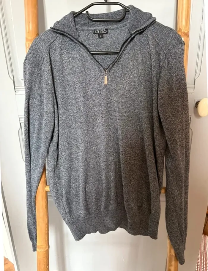 Pull homme gris chiné