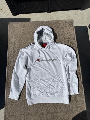 Sweat à capuche Champion blanc logo brodé - Taille S/M