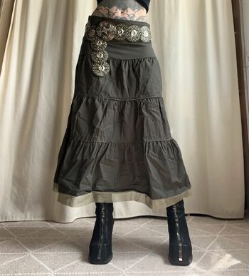 Jupe longue vert foncé FairyGrunge ForestCore vintage made in France 90s - Taille M/L