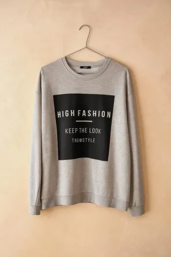 Sweat gris imprimé – Kiabi – Taille 40