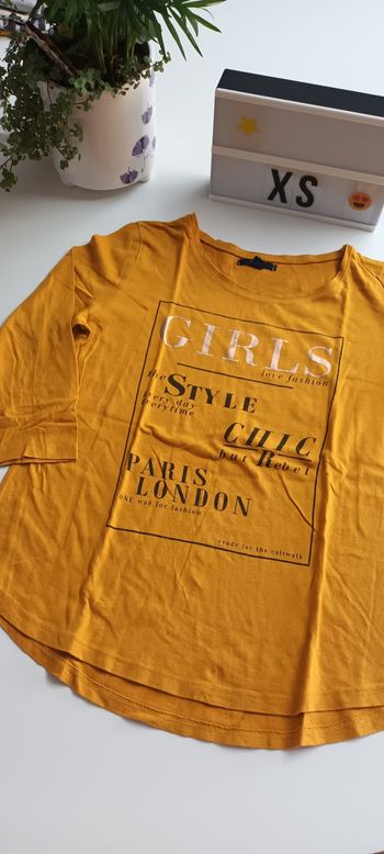 T-shirt moutarde manches 3/4