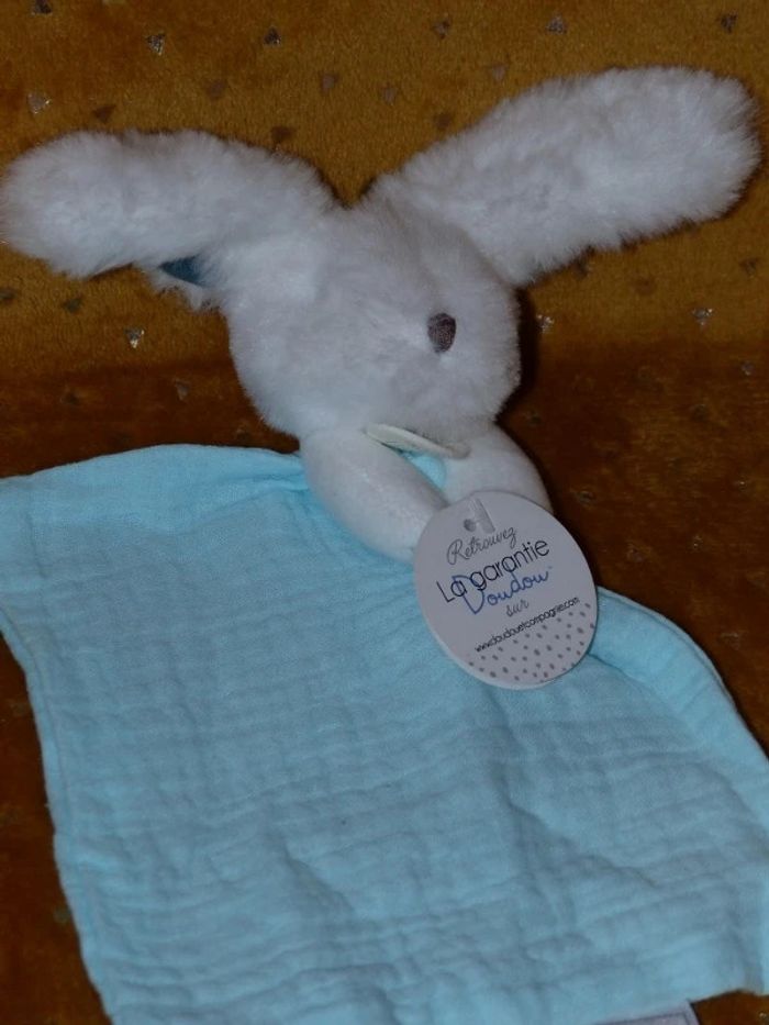 Doudou lapin happy pop bleu blanc doudou et compagnie🐰neuf - photo numéro 2