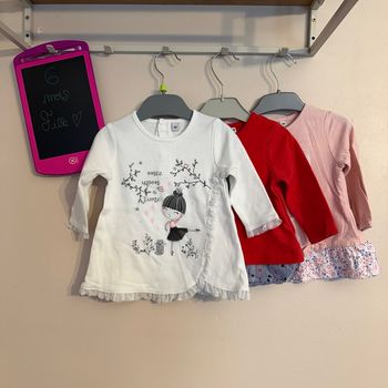 Lot de 3 jolies tuniques / t-shirts ML - T6mois - Leclerc