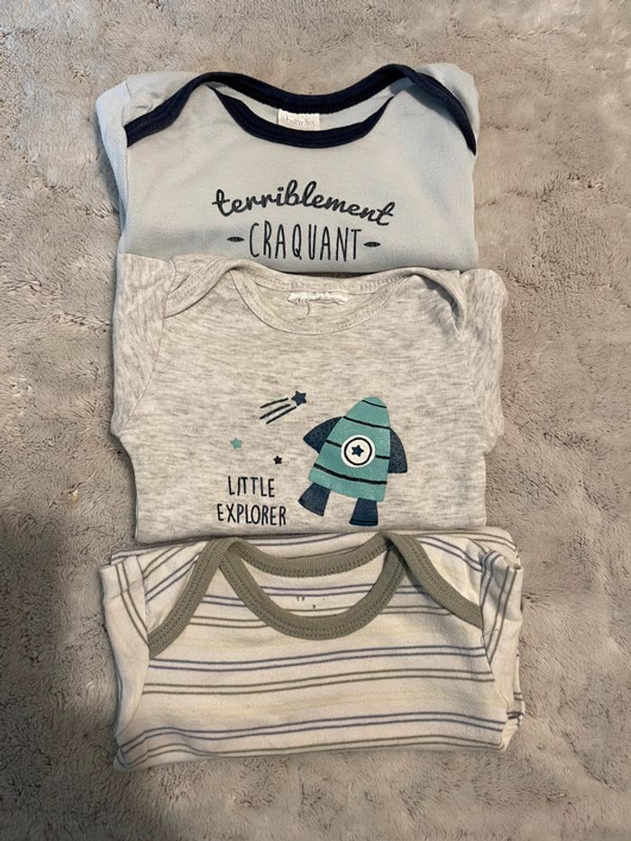Lot de 3 bodys manches longues - 6 mois