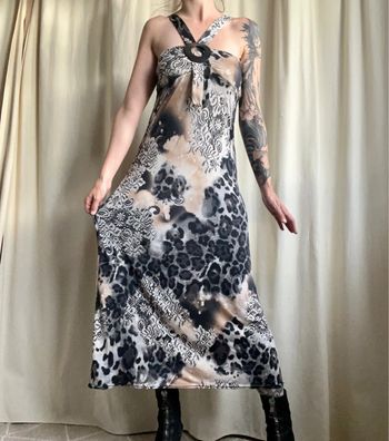 Robe fluide longue épaules nues motifs animaliers 🐆 vintage Coquette y2k - Taille M/L