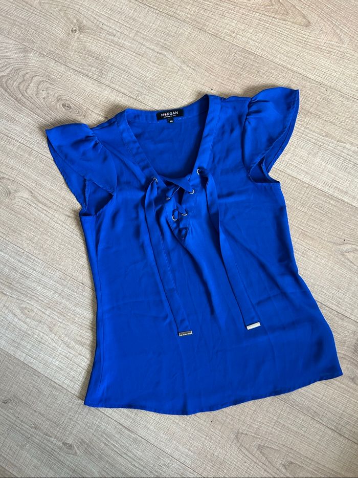 Blouse bleue à manches courtes Morgan taille 36 jamais portée - photo numéro 7