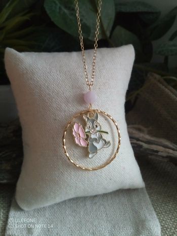 Pendentif pierre kunzite et lapin panpan 🐰.