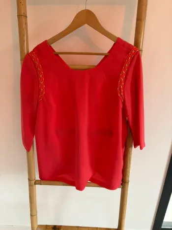 Blouse corail et or