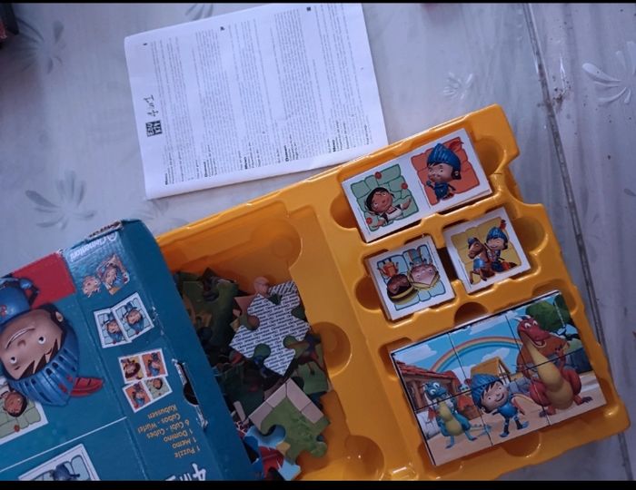 jeux memory dominos cubes puzzles 4 en 1 theme chevalier dinosaure - photo numéro 3