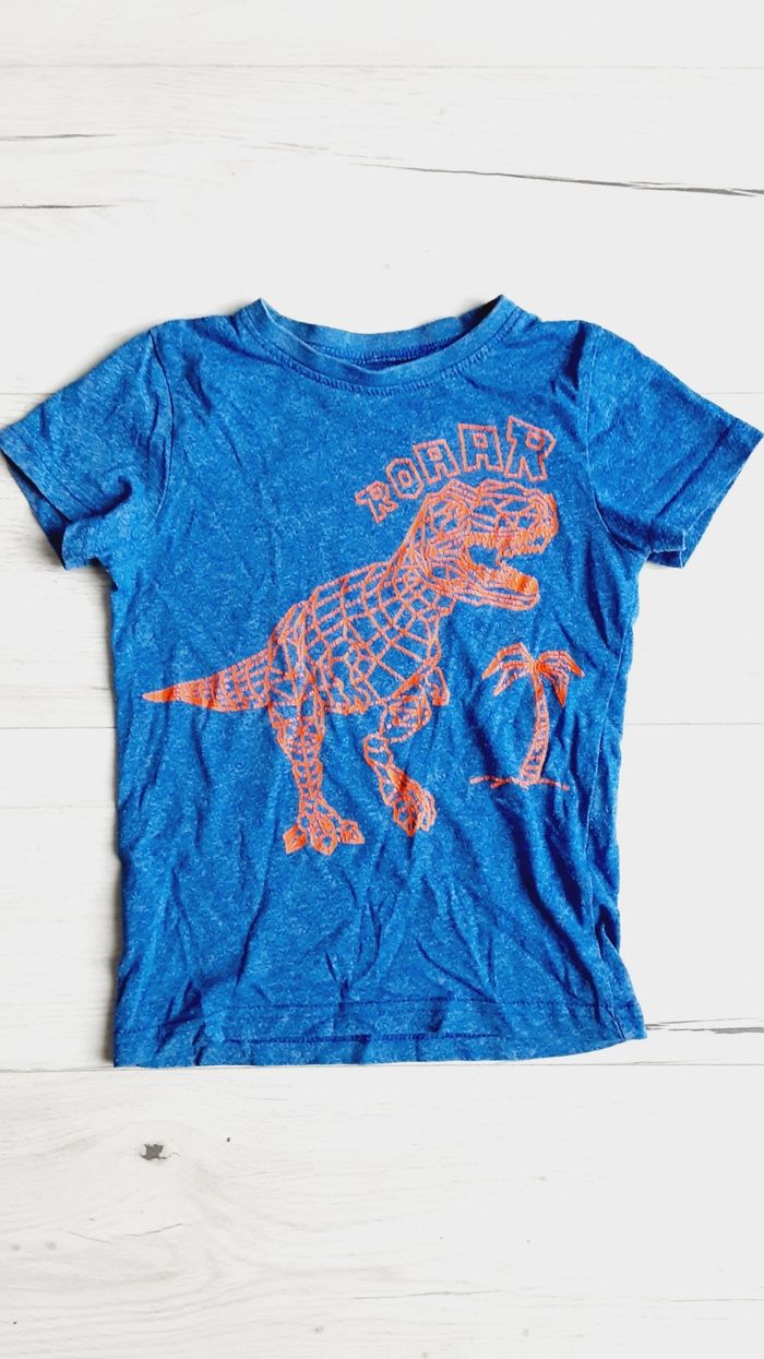 Vêtement garçon tee-shirt manches courtes bleu chiné motif dinosaure Gémo 5 ans