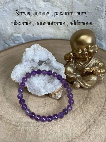 Bracelet en améthyste 17 cm  , lithotherapie