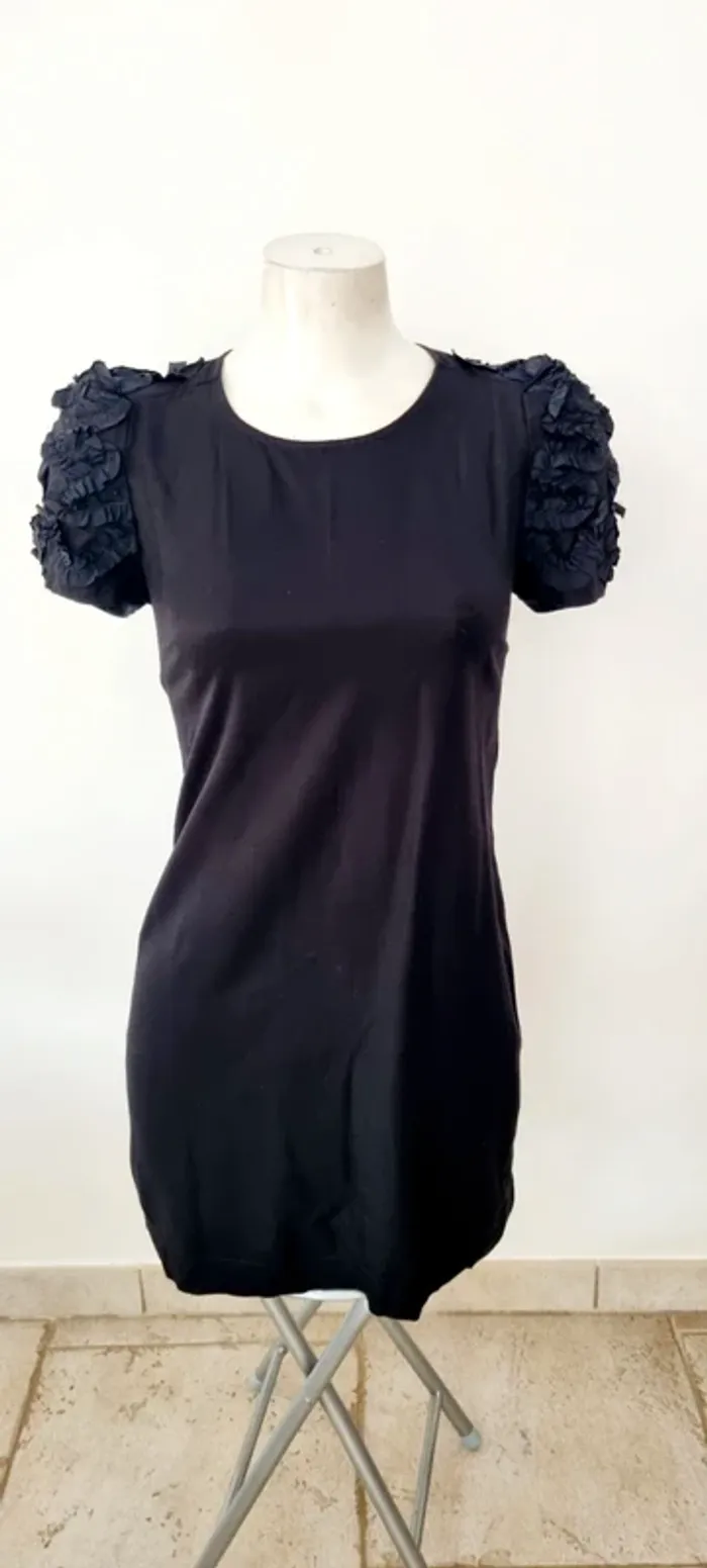 Robe courte noire fleurs sandro 36 - photo numéro 5