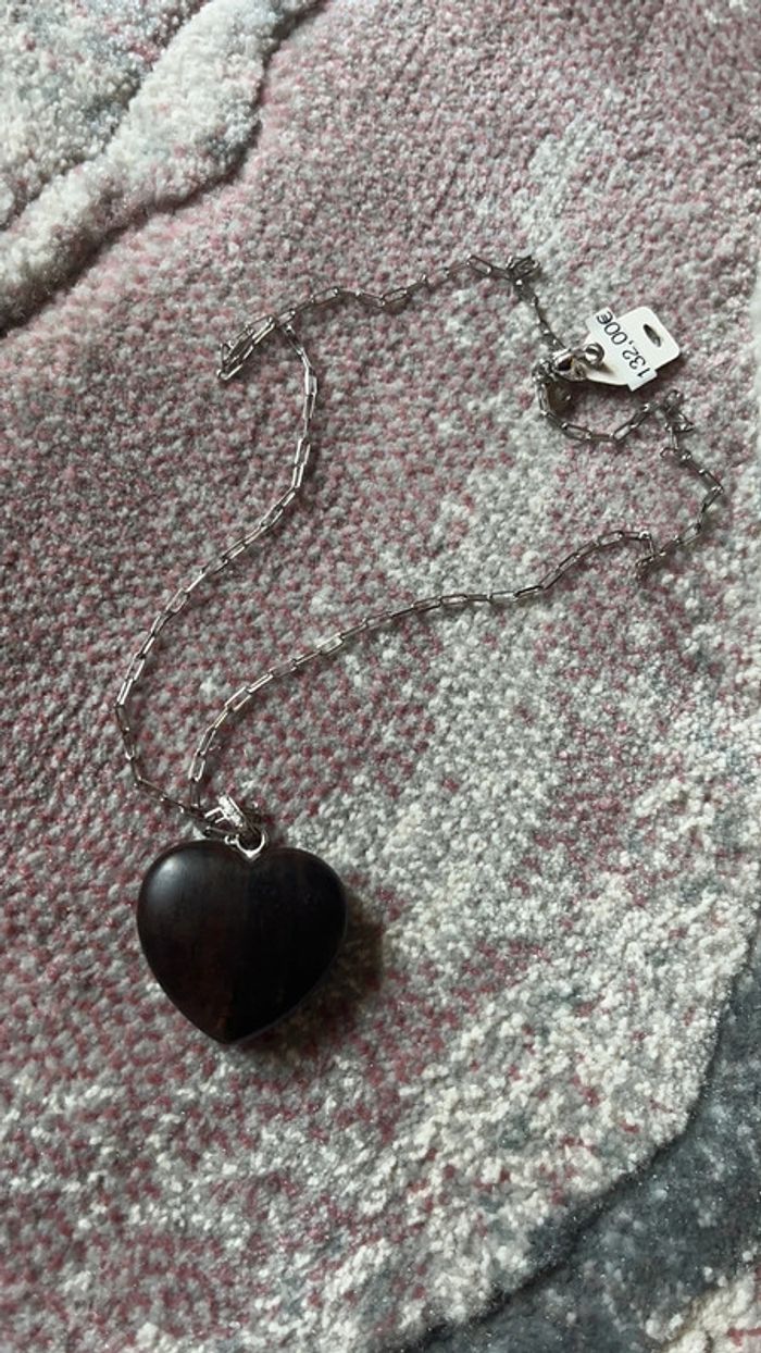 Collier argent et bois