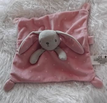 Doudou lapin carré plat rose - Étoiles blanches- Simba