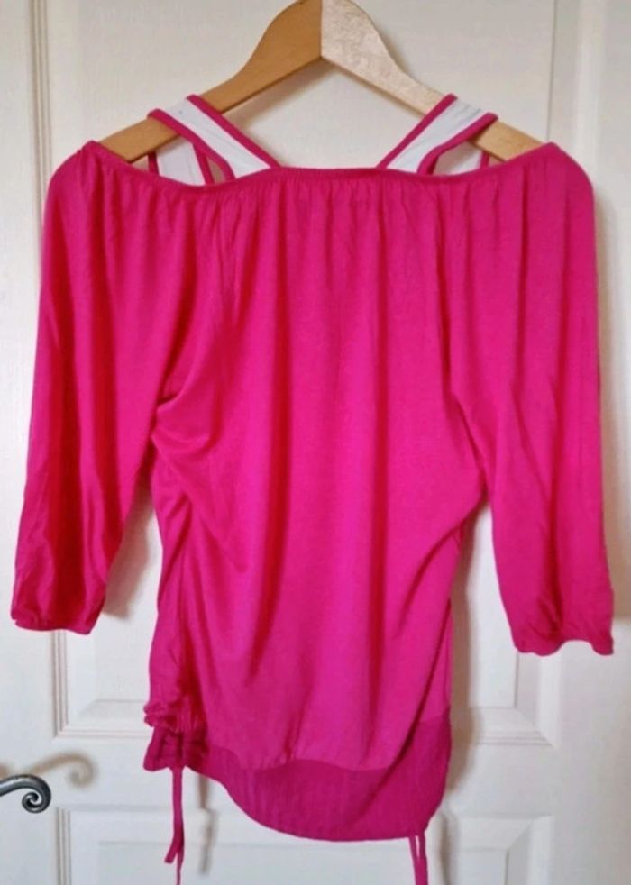 Haut rose et blanc femme - photo numéro 2