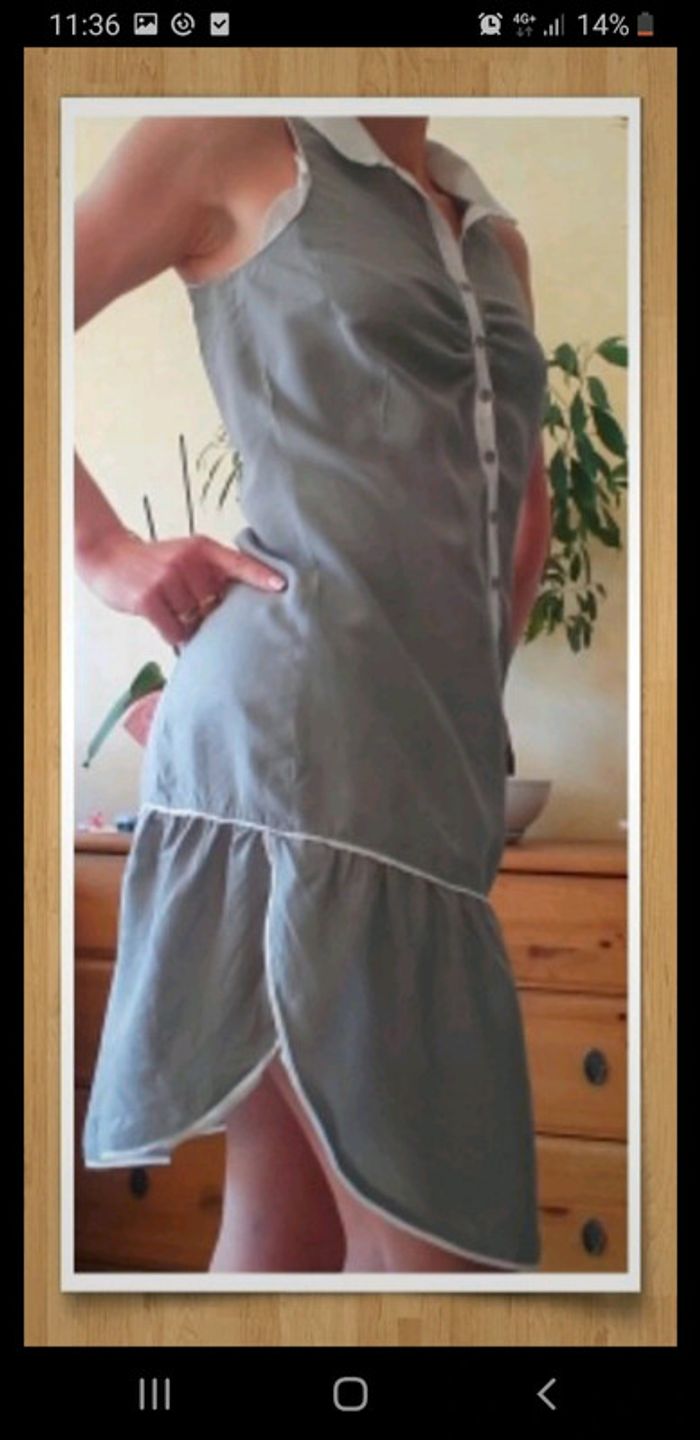 Jupe robe été en soie grise et blanche femme taille 36 Chattawac - photo numéro 3