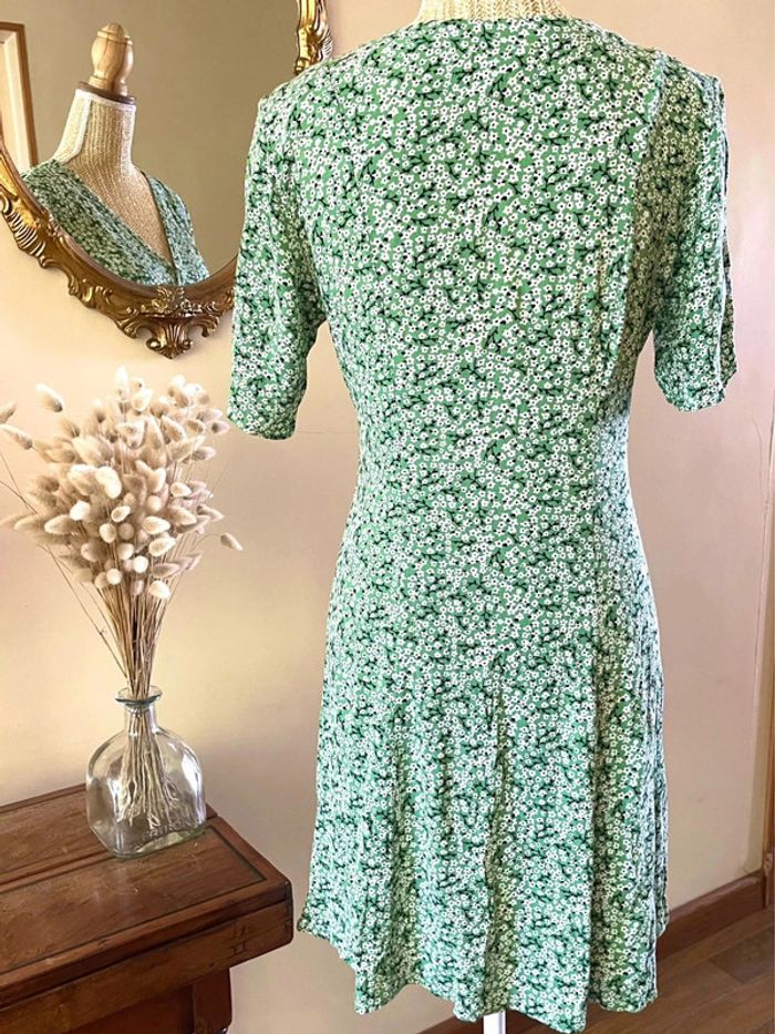 Robe Fleurie Verte - Monki - Taille XS - photo numéro 6