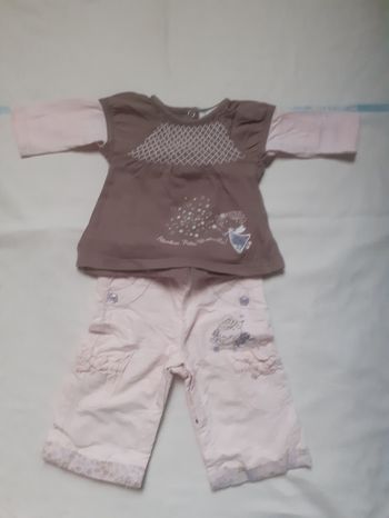 Ensemble sweet et pantalon rose et marron