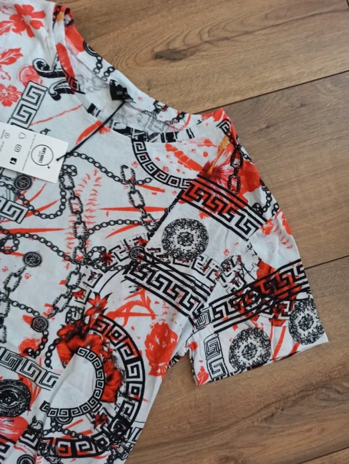 Tee shirt orange et blanc homme L droit - photo numéro 2