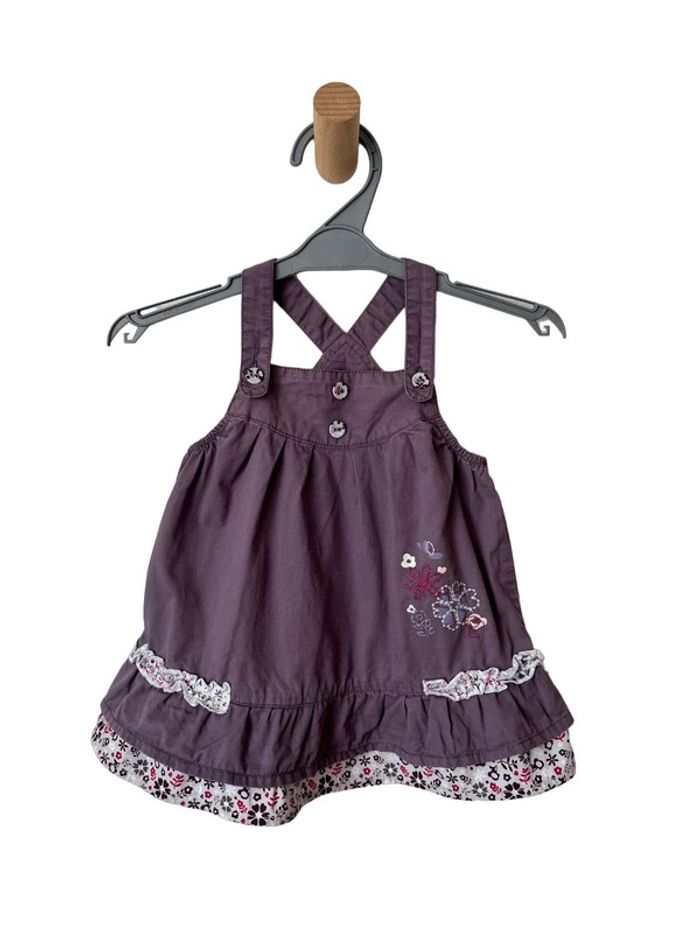Robe violette à bretelles (motif fleuri) - Gémo 6 mois