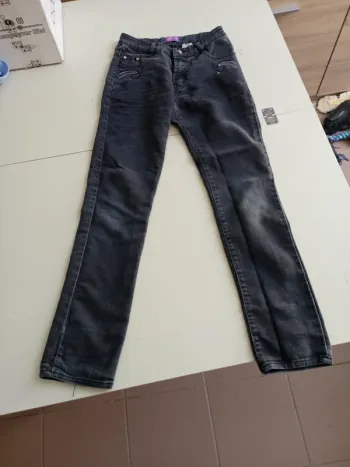 Jean 14 ans gris foncé shiali taille réglable à l'intérieur
