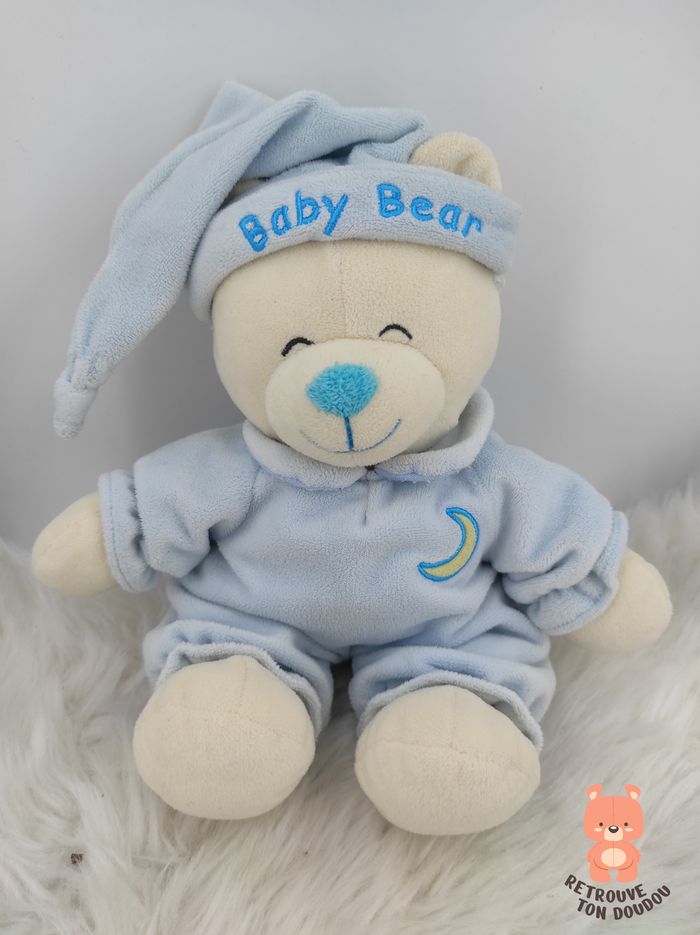 Doudou Ours Blanc Bleu Baby Bear Gipsy
